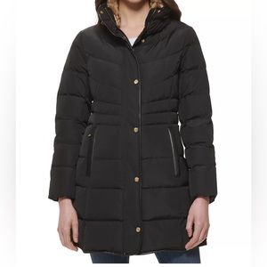 Cole Haan Signature Women's Faux-Fur Collar Down Puffer Coat Size XL NEW no tags